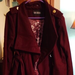 GUESS Women's Deep Red Trench Coat